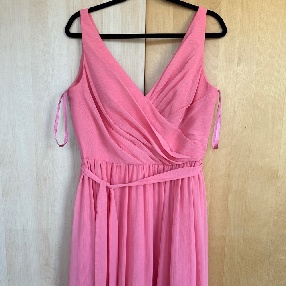 Anna in Coral Kennedy Blua Bridesmaid Dress
